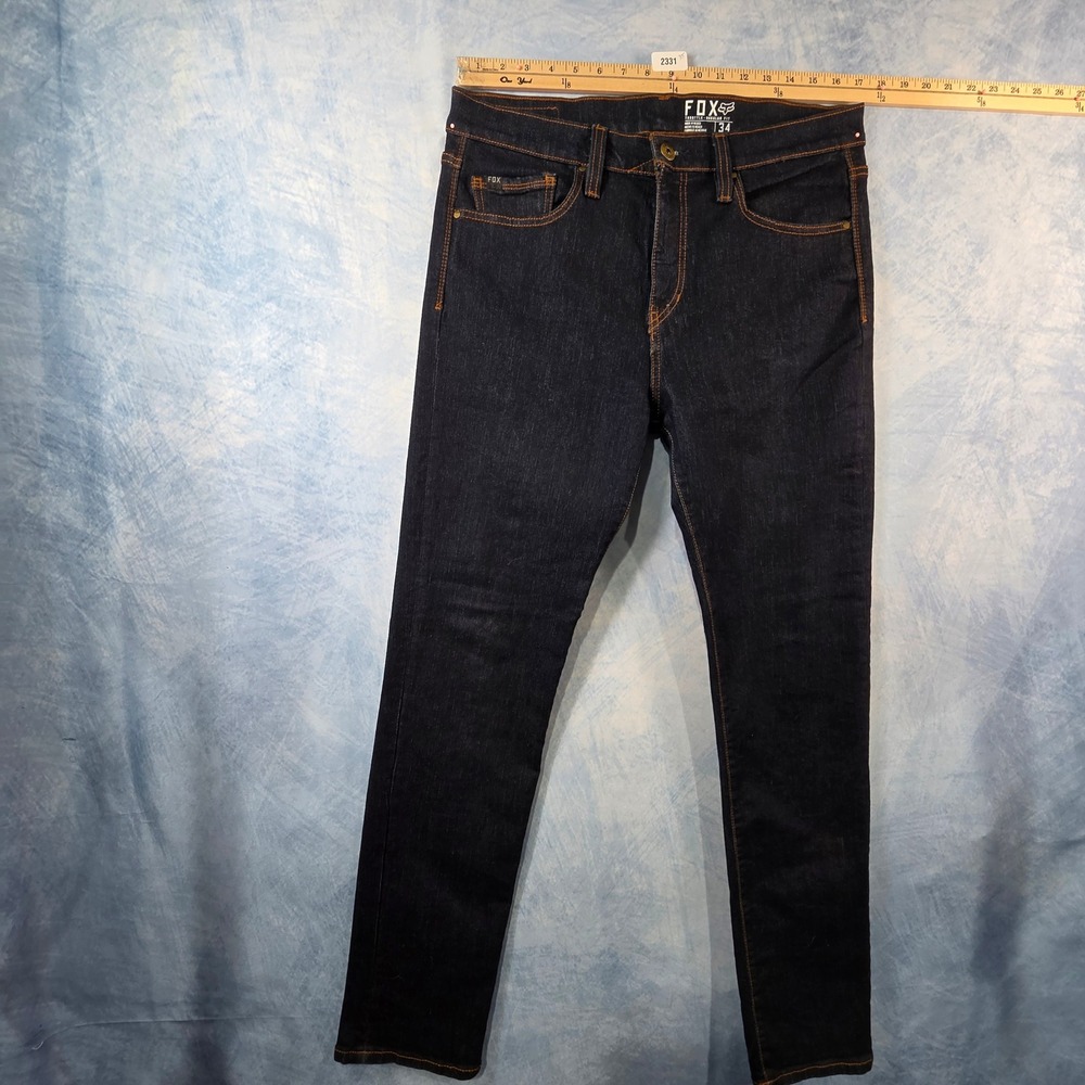 Fox Racing Throttle Regular Fit Jeans Mens 34 Dark Wash Indigo Denim